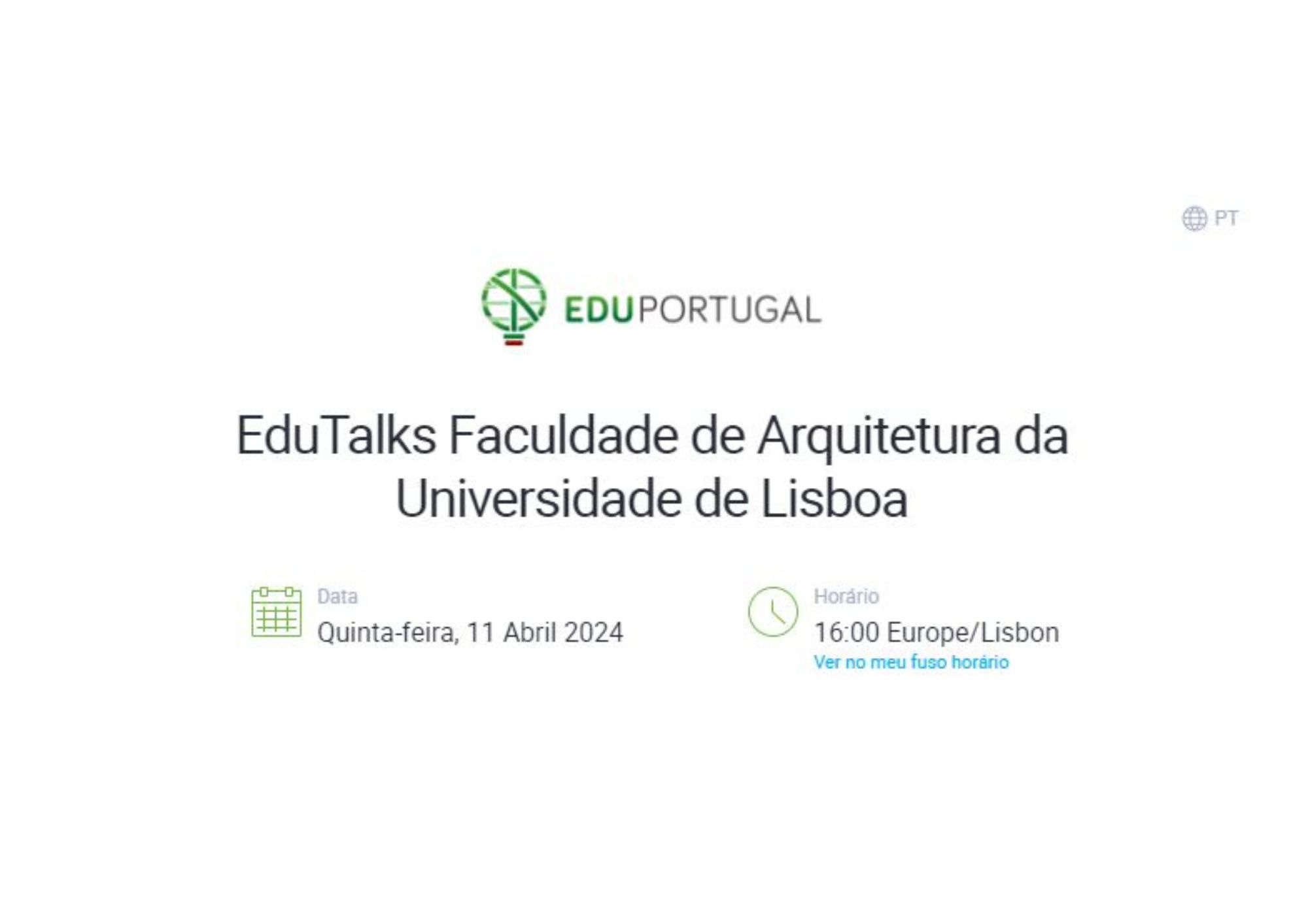 EduTalks Faculdade de Arquitetura da Universidade de Lisboa, dia 11 Abril às 16h00 (Lisboa)