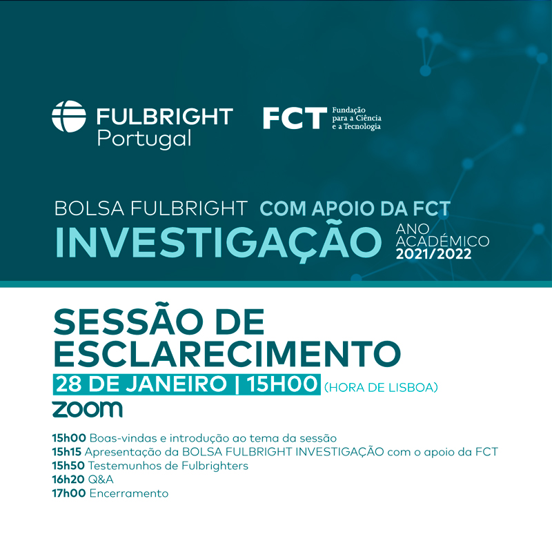 Aberto concurso de Bolsas Fulbright Portugal até 28 de fevereiro. Sessão de esclarecimento a 28 de janeiro (online)