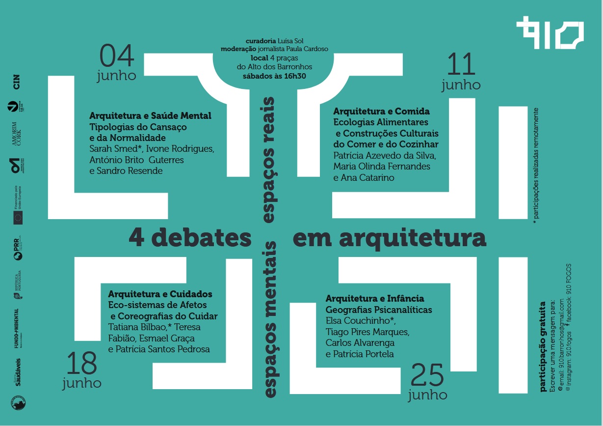 Ciclo de Debates em Arquitectura e Saúde Mental — Espaços Mentais | Espaços Reais, dias 4, 11, 18 e 25 de junho, Alto dos Barronhos
