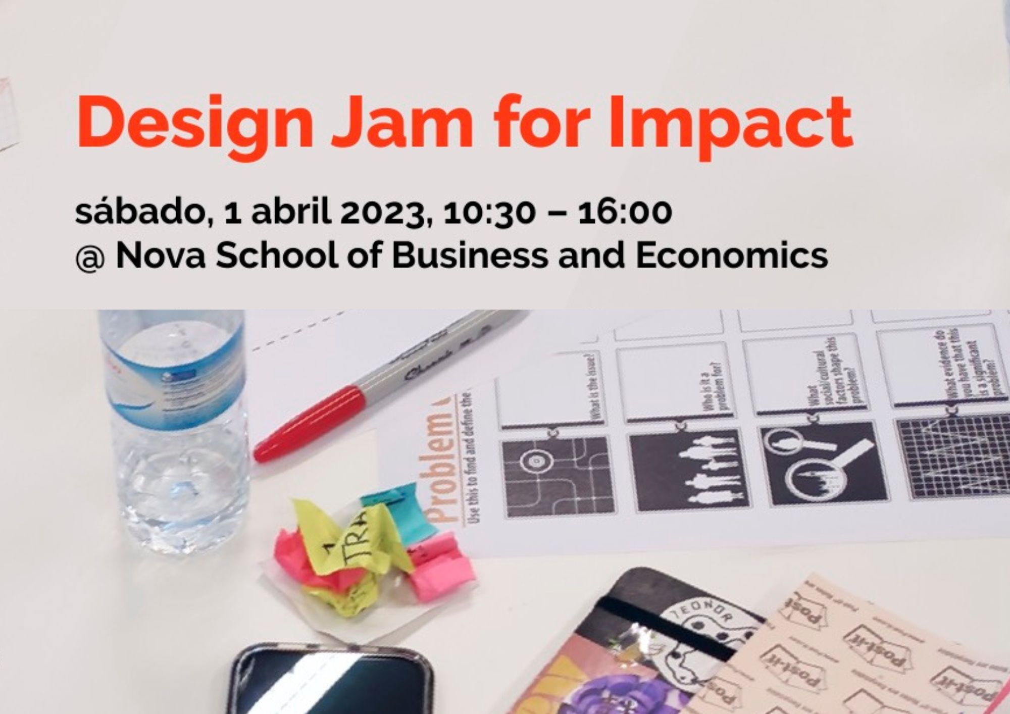 Design Jam for Impact, dia 1 de abril, 10h30 - 16h00