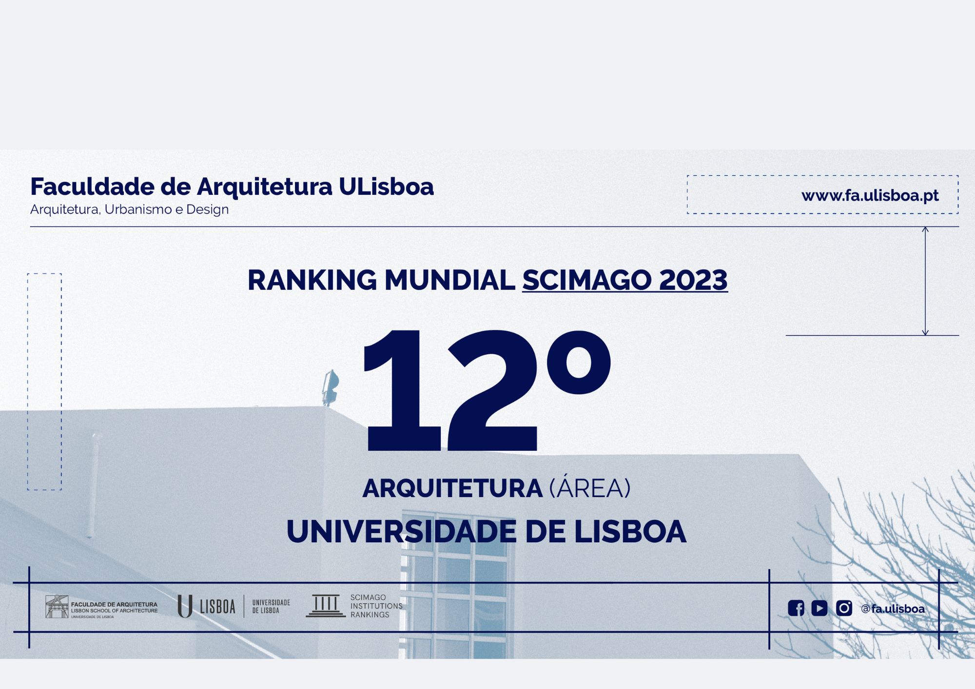 Arquitetura da Universidade de Lisboa em 12º lugar mundial no ranking SCImago