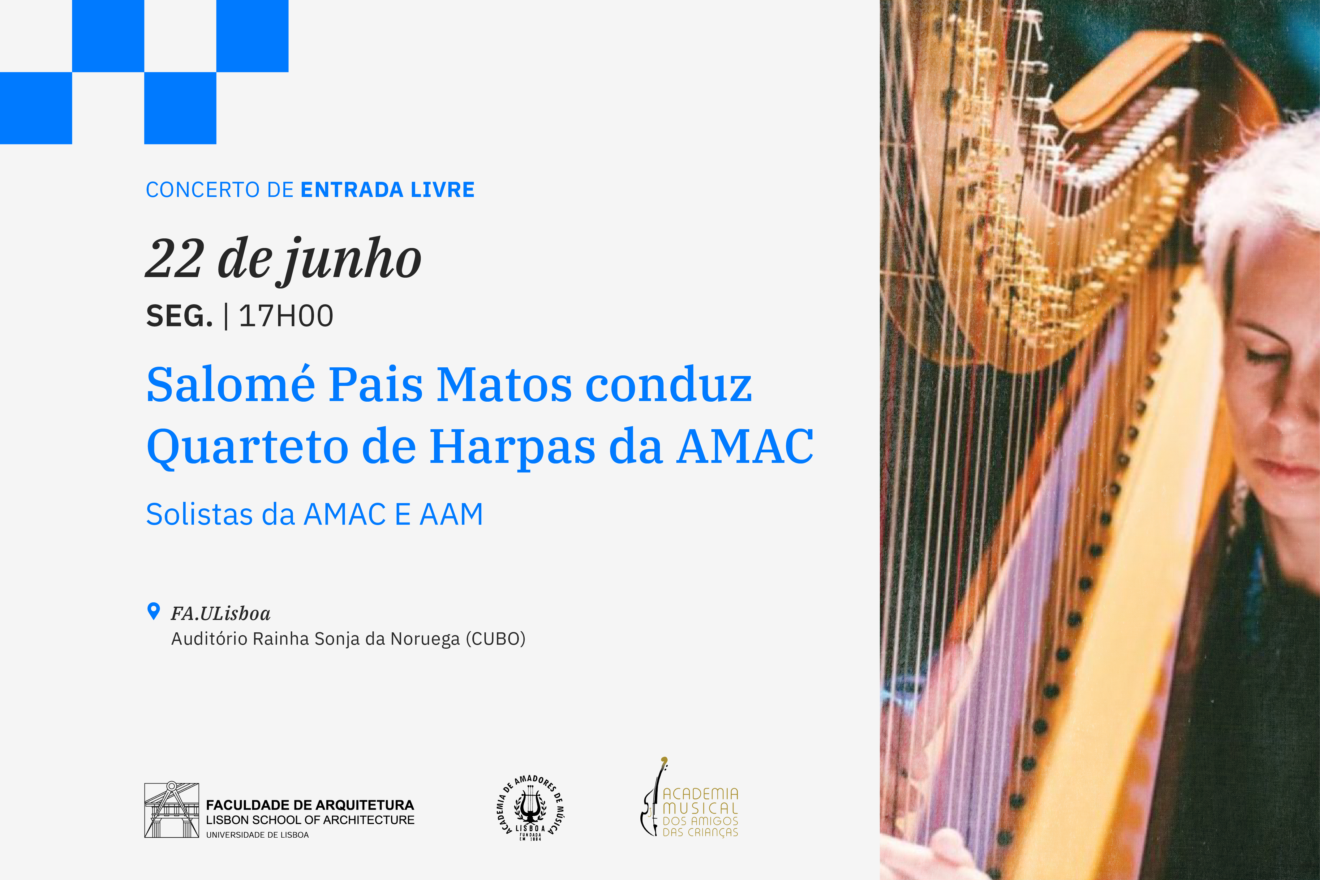 Concerto de Harpa conduzido por Salomé Pais Matos, 22 de junho, 17h, CUBO