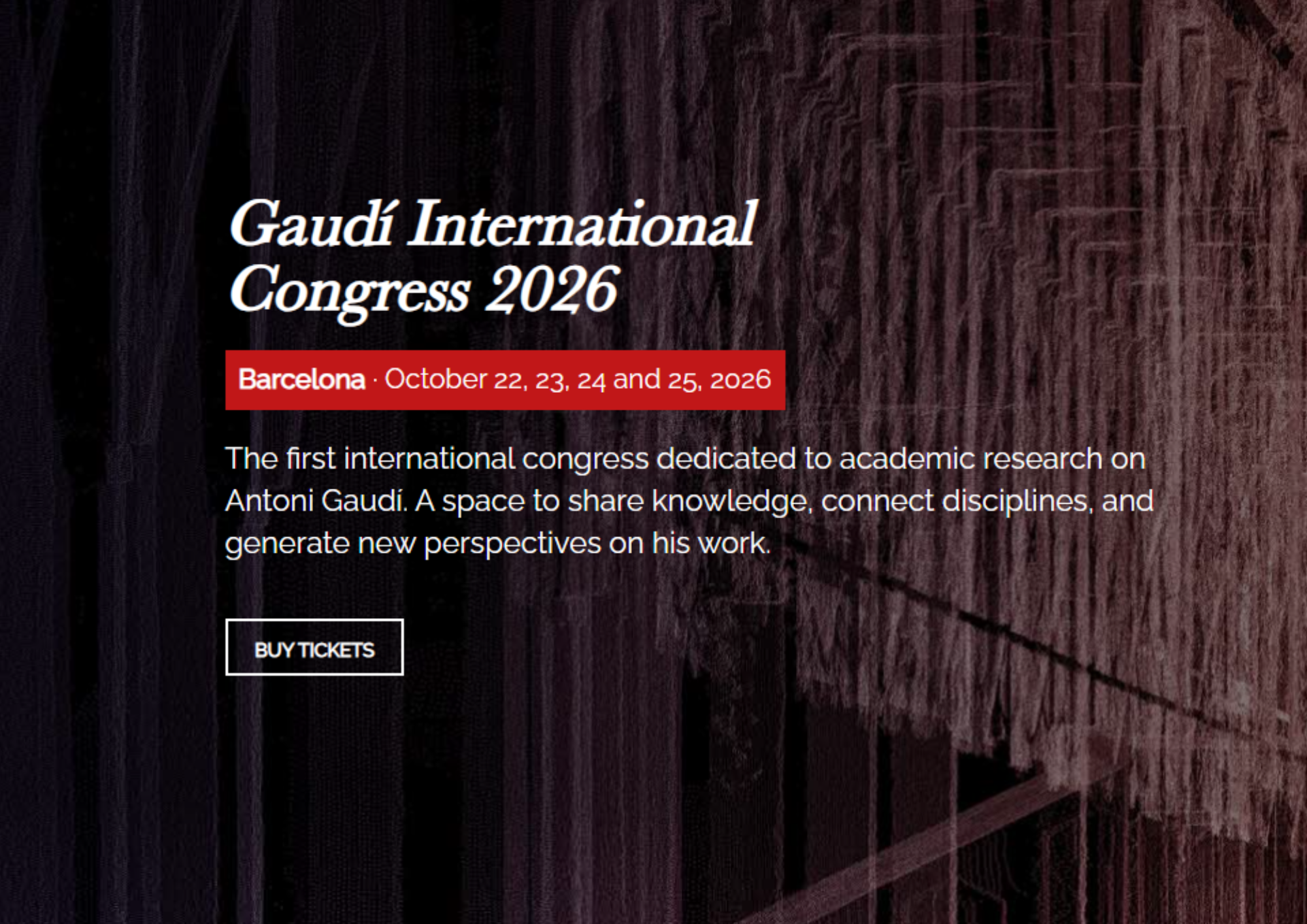 Inscrições: Gaudí International Congress 2026