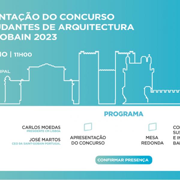 Apresentação pública do Concurso Internacional para Estudantes de Arquitetura da Saint-Gobain 2023, dia 12 de julho, pelas 11h