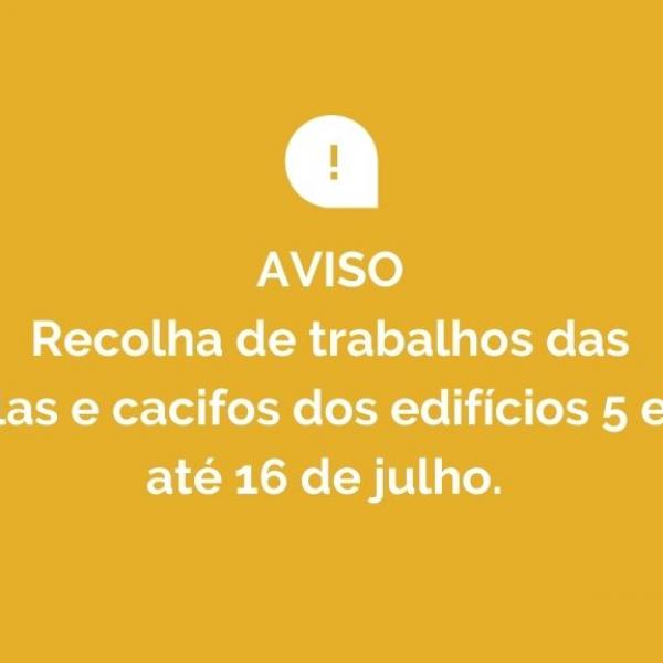 Até dia 16 de julho todos os trabalhos dos que se encontram nos edifícios 5 e 6 devem ser retirados. Os edifícios vão entrar em Obras de Reabilitação 