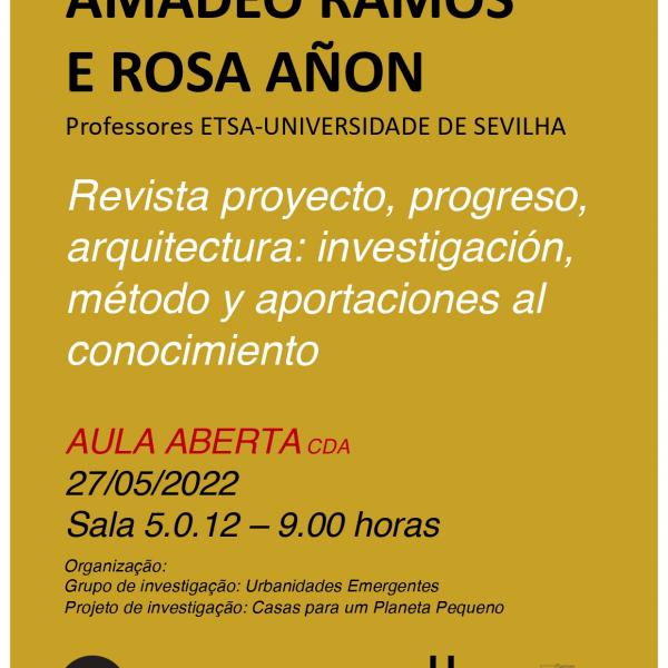 Aula aberta do doutoramento de Arquitetura, dia 27 de maio, 9h sala 5.0.9