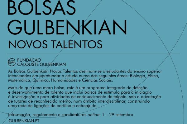 Concurso a bolsas Gulbenkian Novos Talentos, até 29 de setembro 