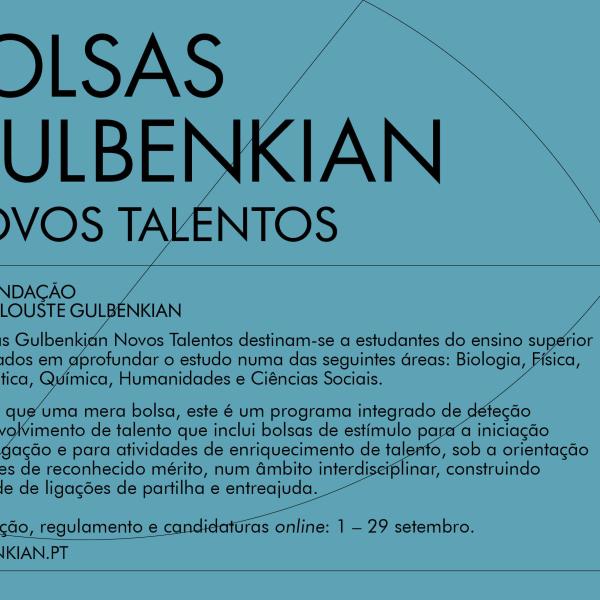 Concurso a bolsas Gulbenkian Novos Talentos, até 29 de setembro 
