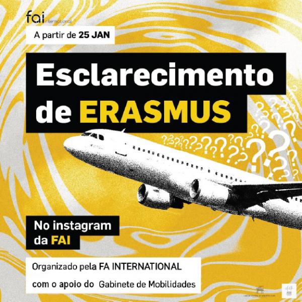FAInternacional promove sessões de esclarecimento sobre o programa Erasmus, com apoio do Gabinete de Mobilidades da FA.ULisboa