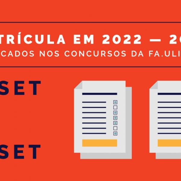 Matrícula em 2022/23 para colocados nos Concursos da FA.ULisboa