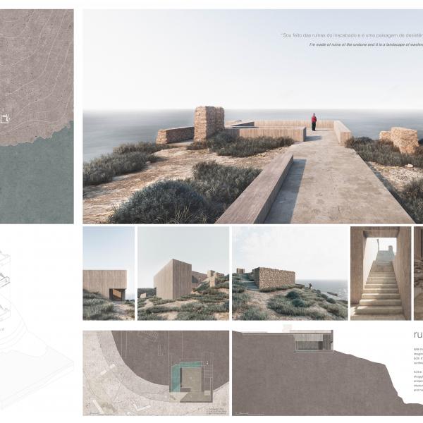 Os alunos da FA.ULisboa Francisco Ornelas, João Brogueira e Duarte Rosa receberam uma Menção Honrosa no Concurso Internacional Site Temple: vera Cruz da Figueira Fortress