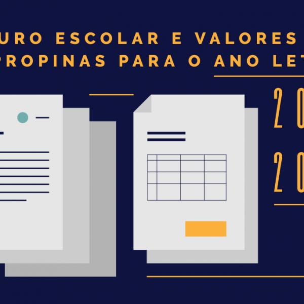 Seguro escolar e valores de propinas para o ano letivo 2022/2023